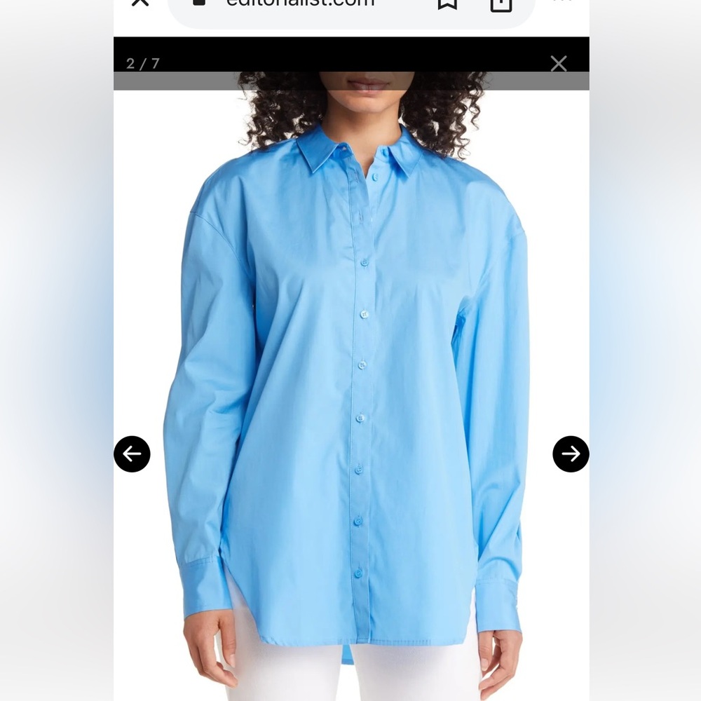 Women Nordstrom Blue Maya Oversized Button-up Shirt Sz M NWT